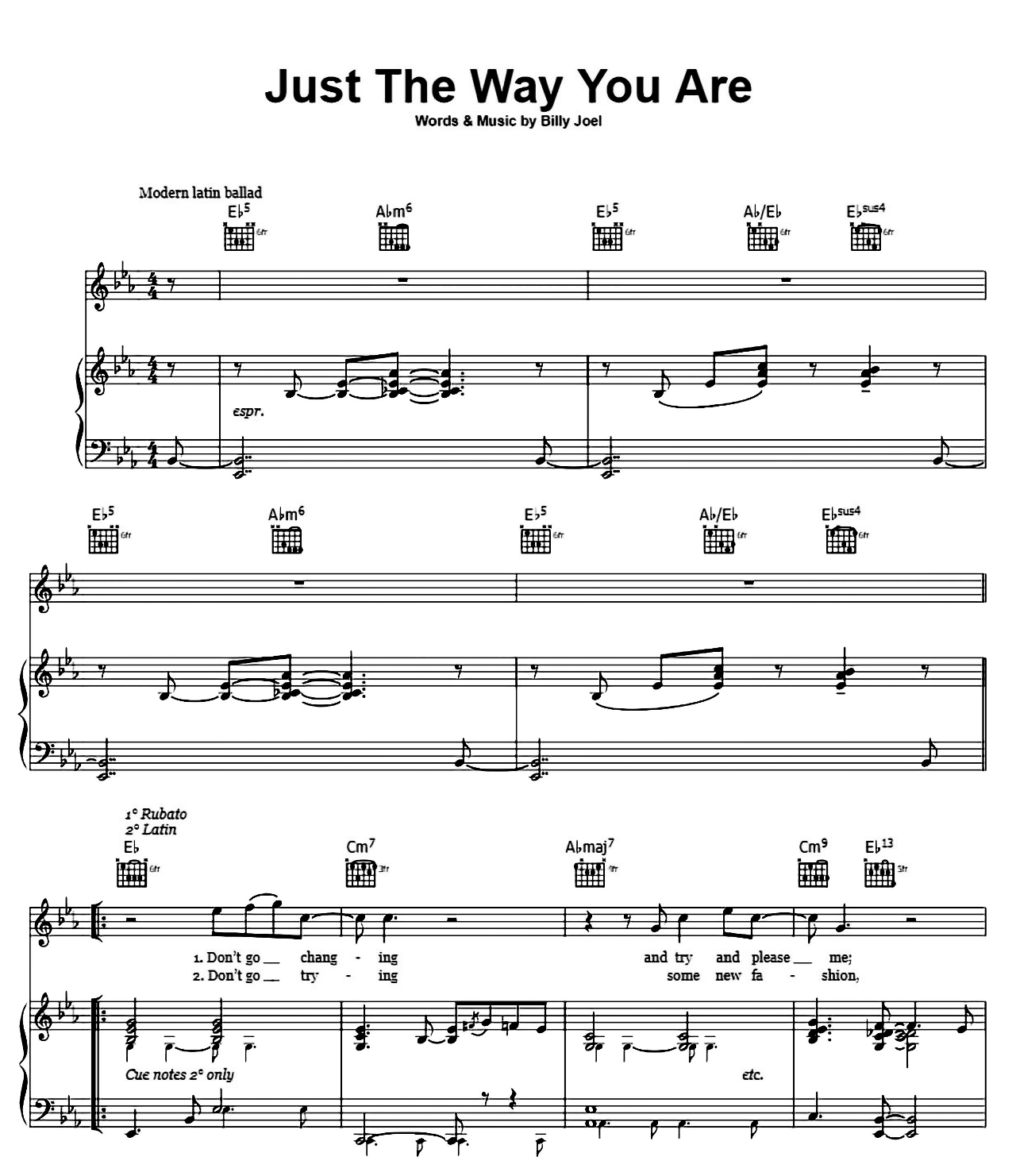 Just The Way You Are sheet music