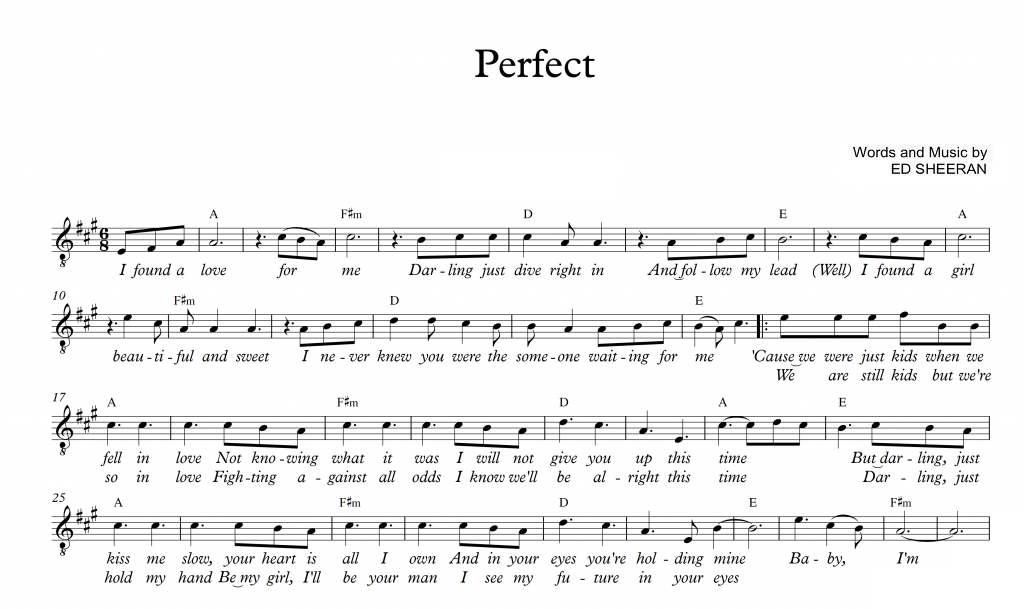 Perfect sheet music