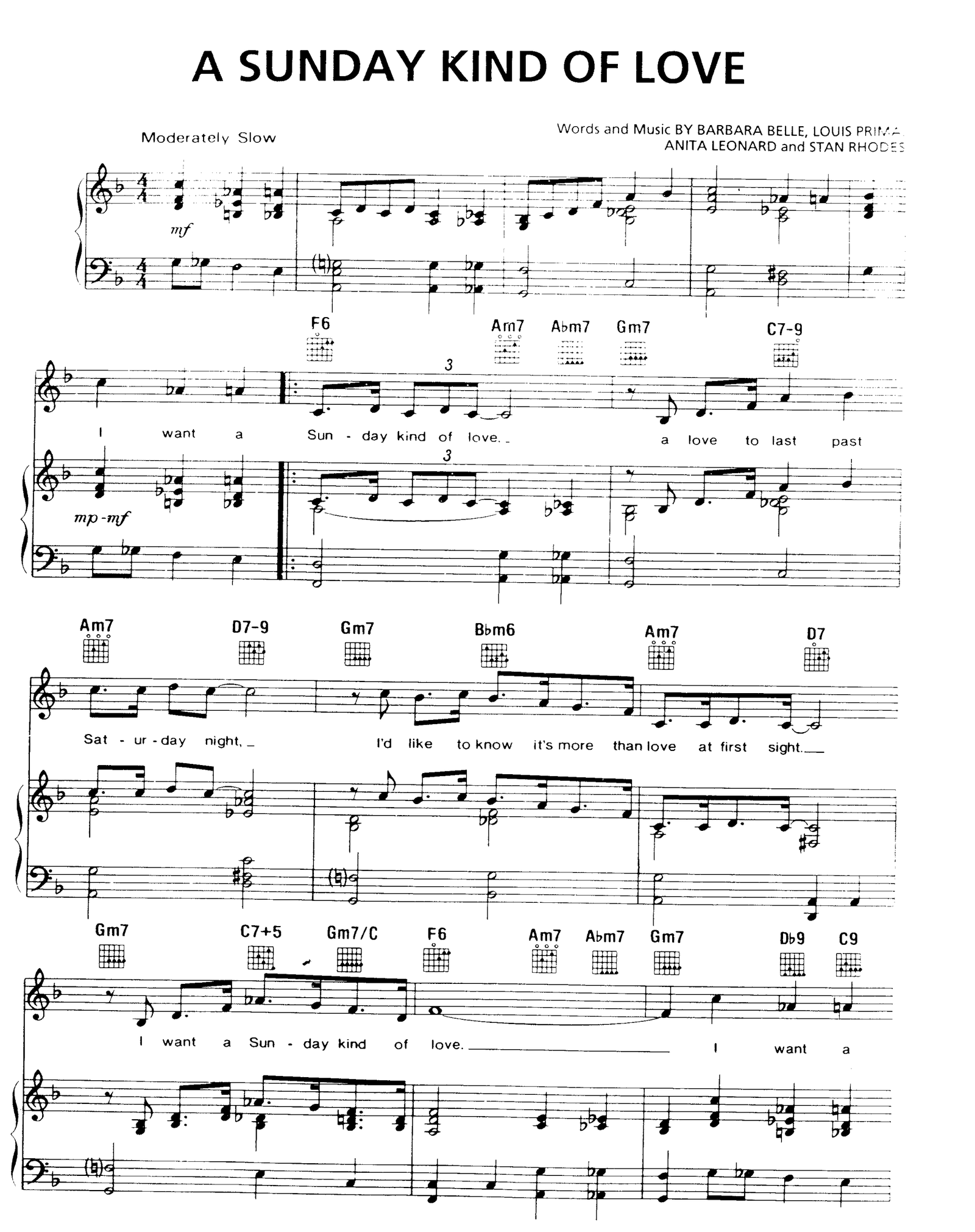 A Sunday Kind Of Love sheet music