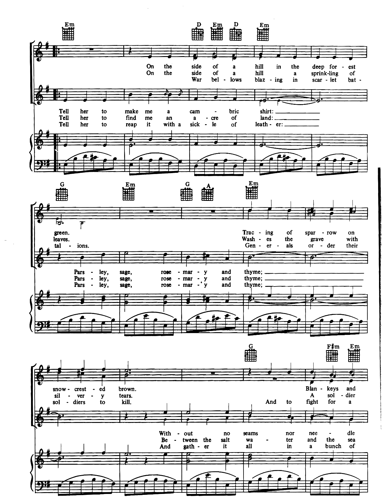 Scarborough Fair sheet music 3