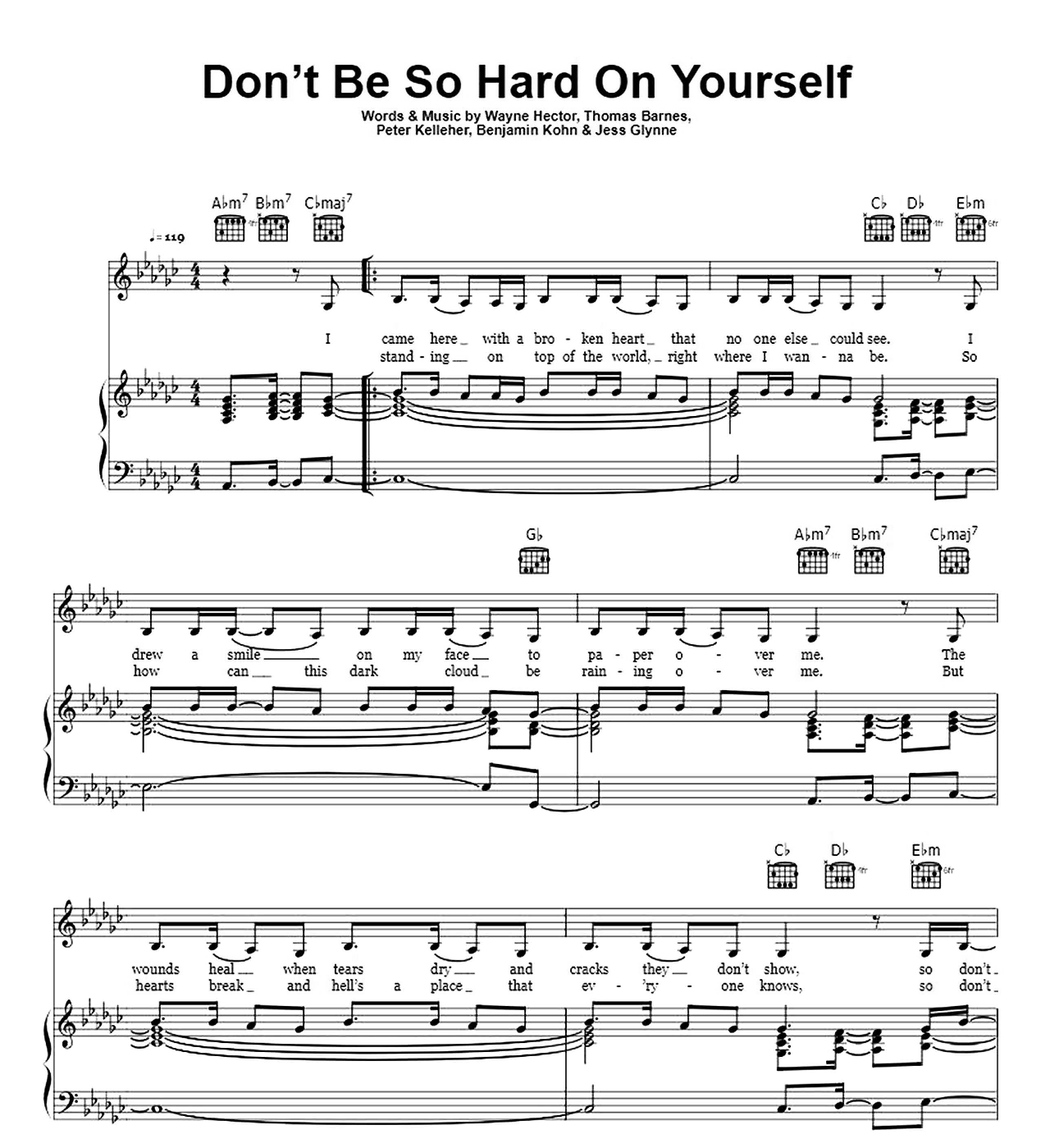Don't Be So Hard On Yourself sheet music