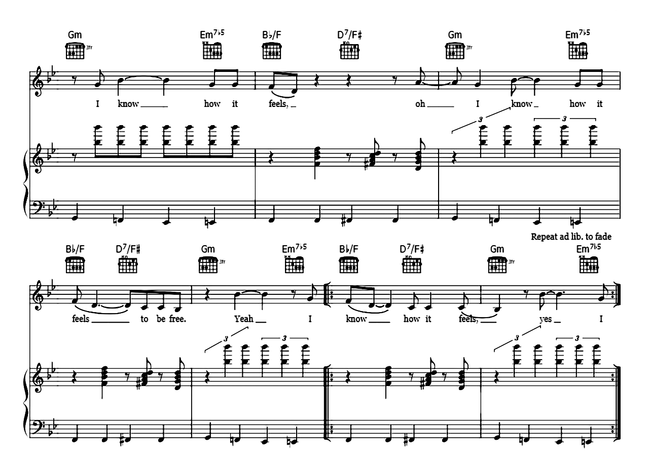 I Wish I Knew How It Would Feel To Be Free sheet music 9