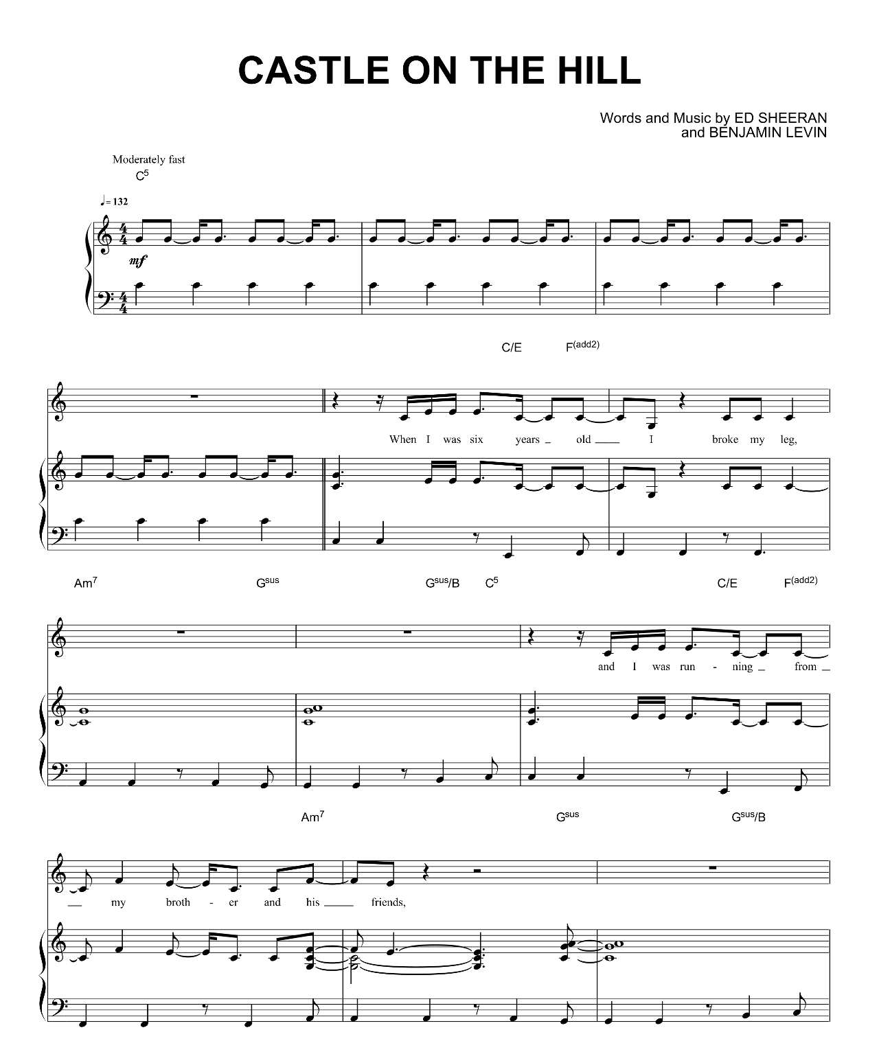 Castle On The Hill sheet music