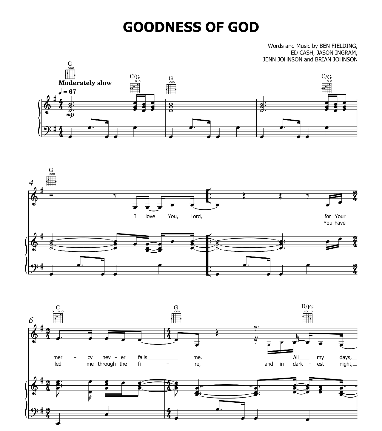 Goodness Of God sheet music