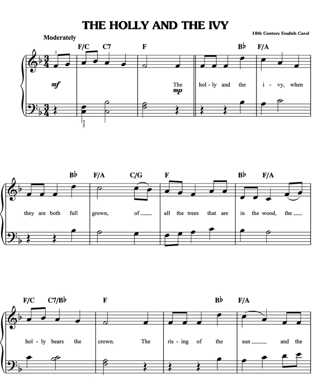 The Holly And The Ivy sheet music