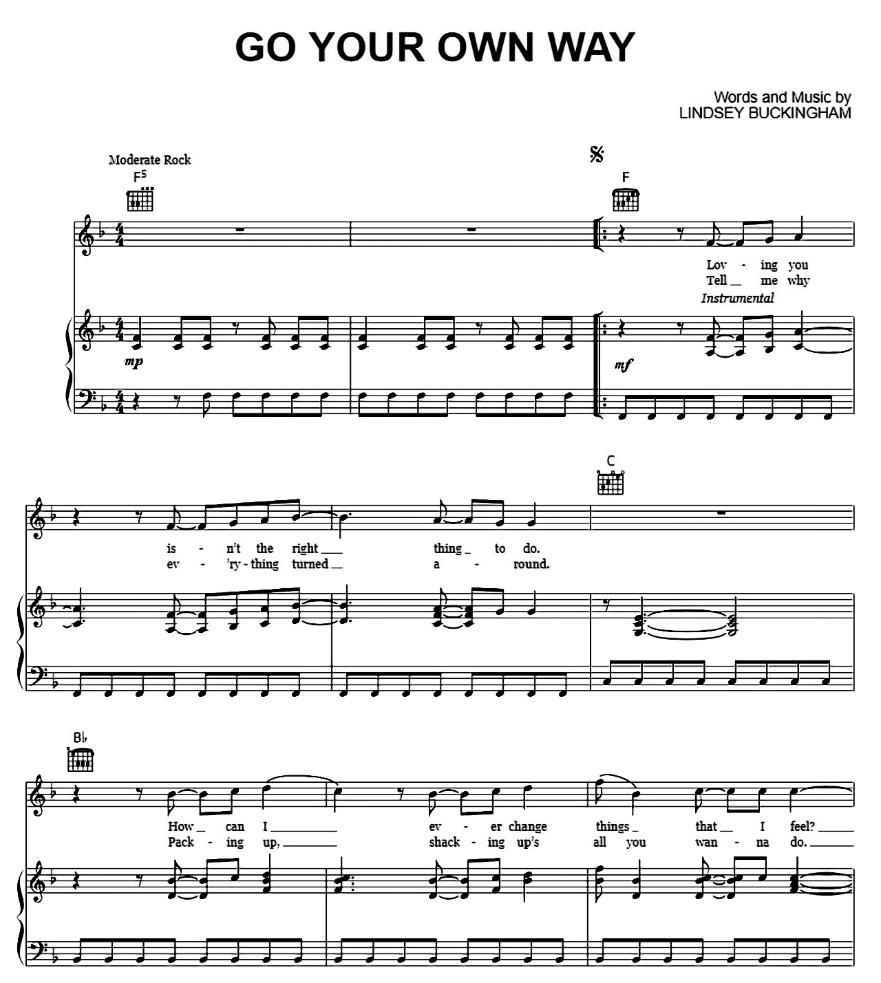 Go Your Own Way sheet music