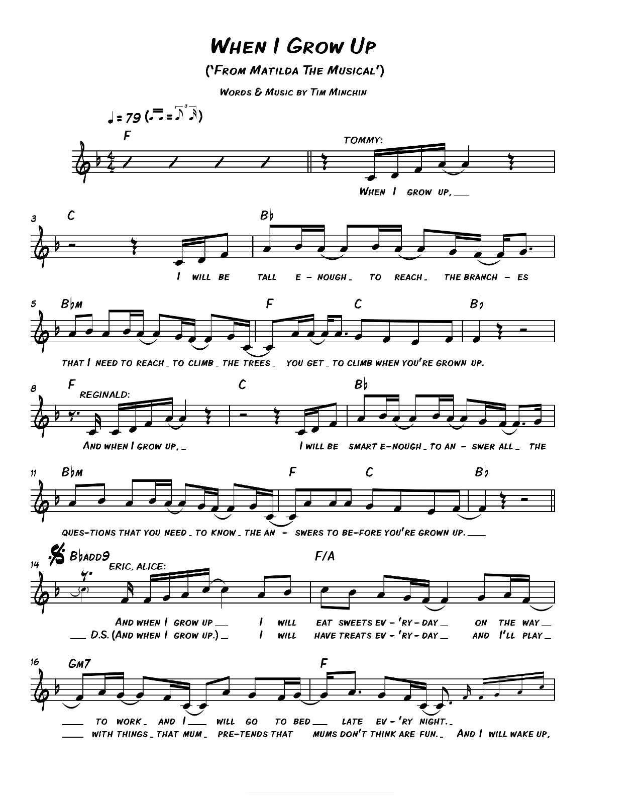 When I Grow Up (from Matilda) sheet music