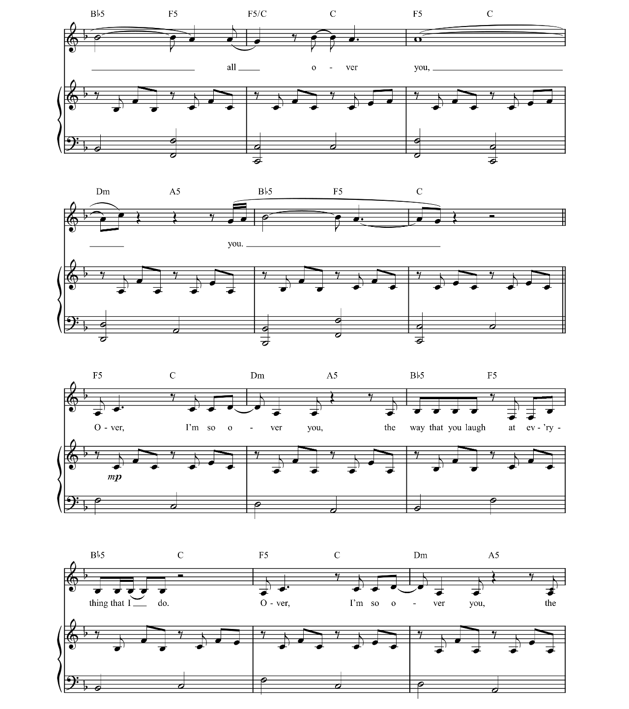 Over You sheet music 3