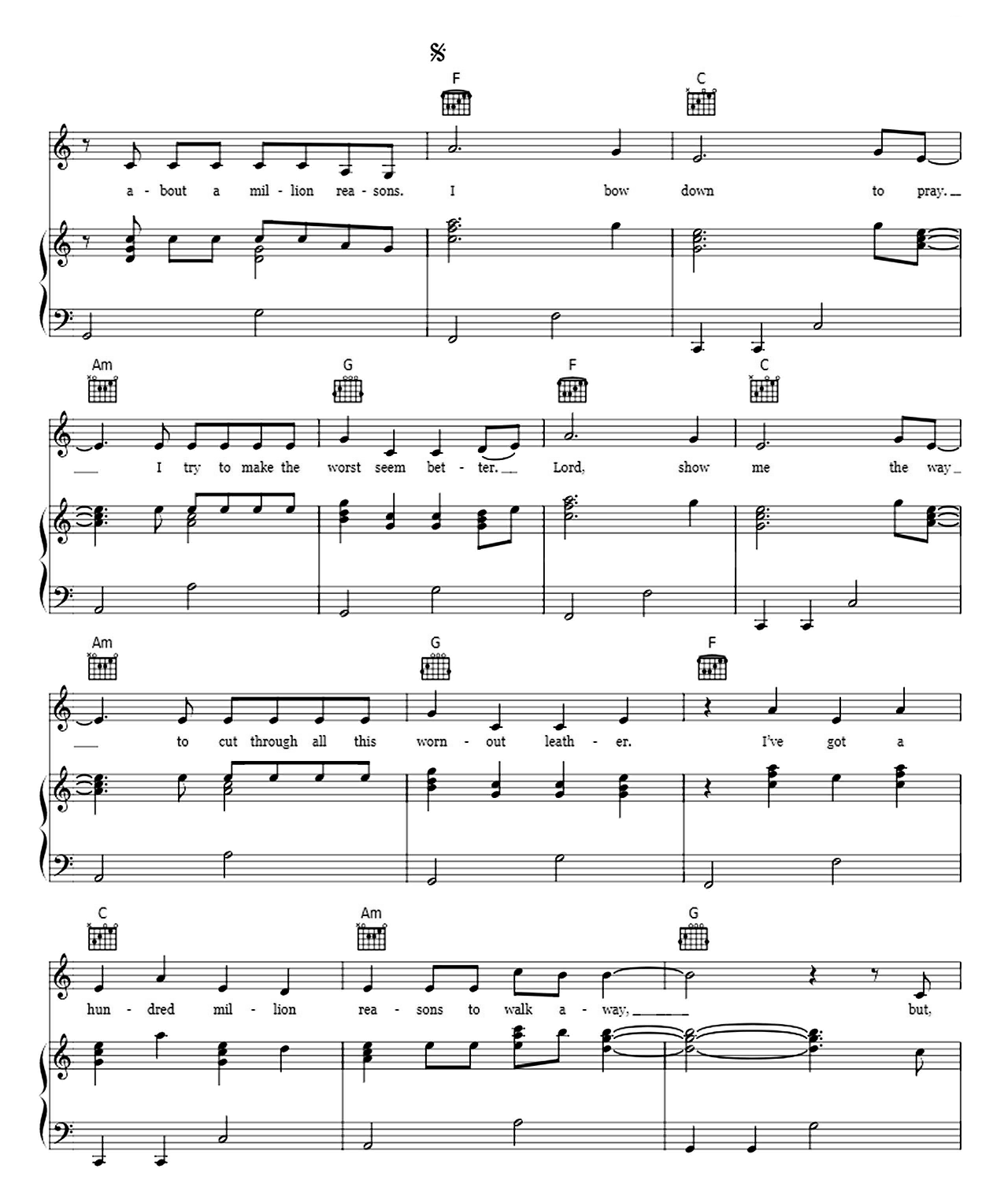 Million Reasons sheet music 3
