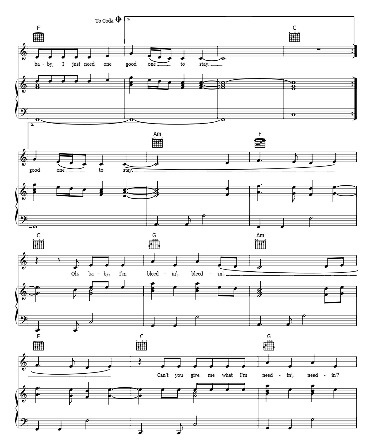 Million Reasons sheet music 4