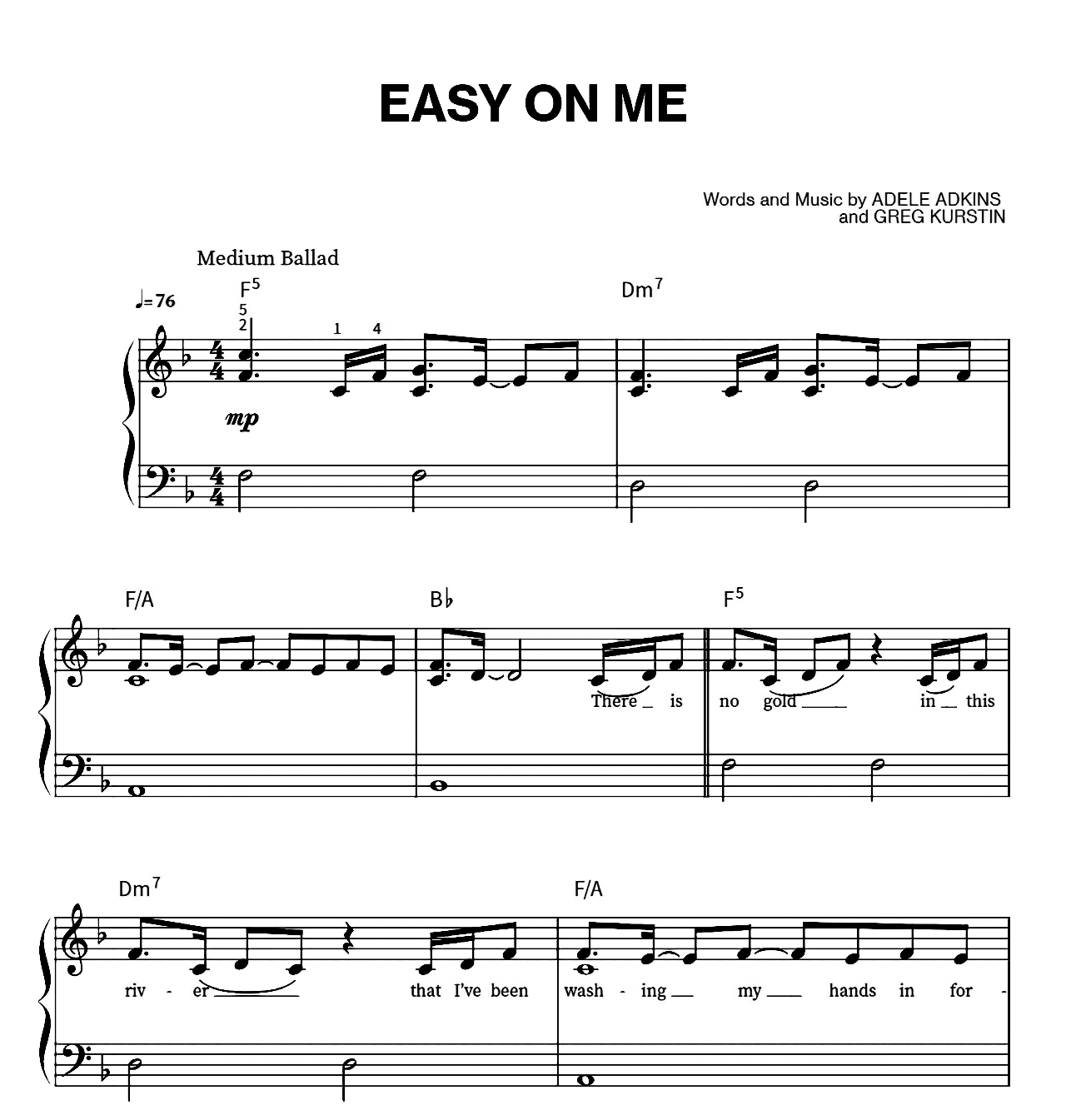 Easy On Me sheet music