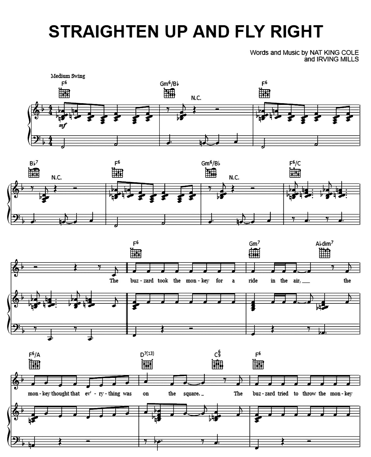 Straighten Up And Fly Right sheet music