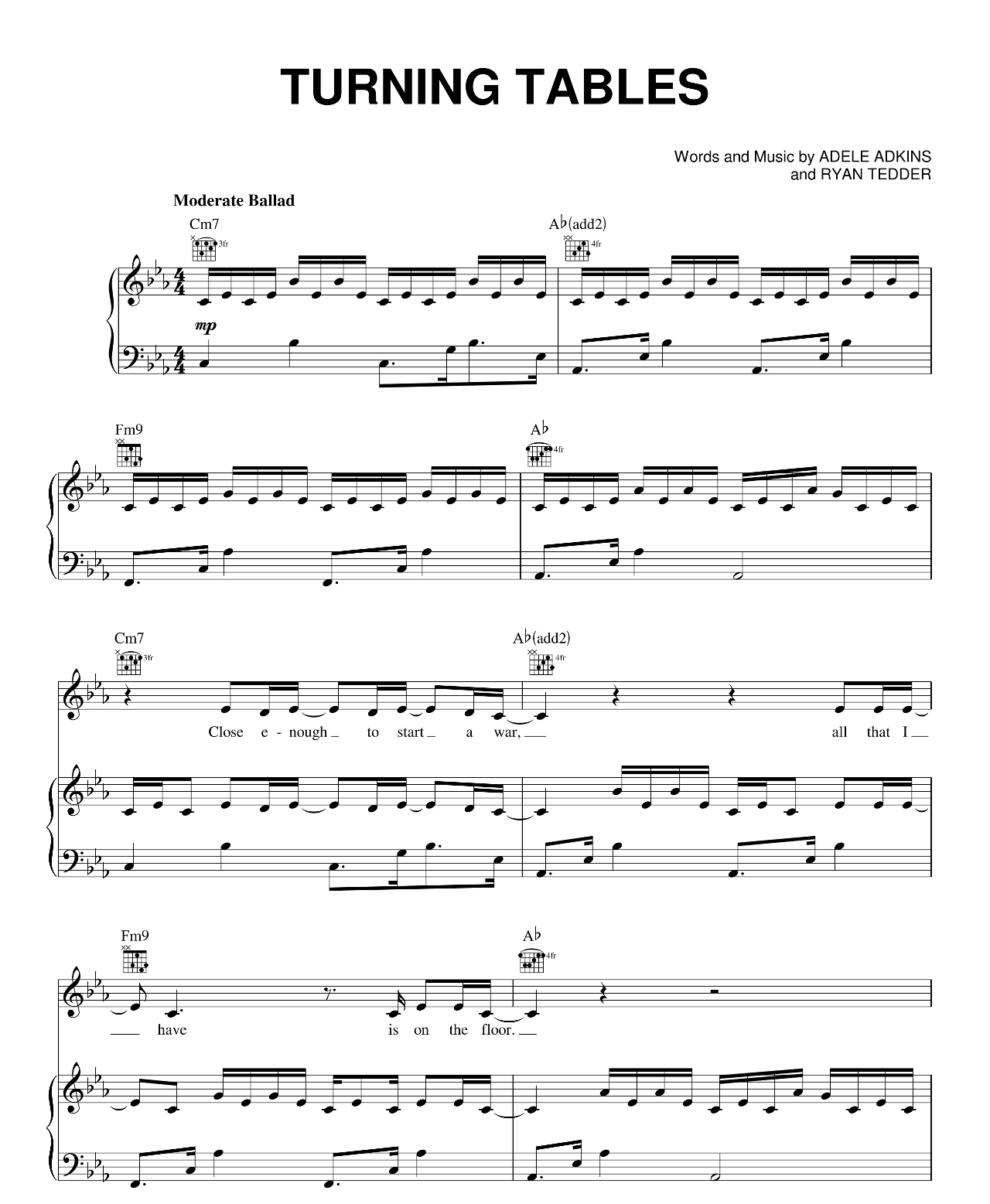 Turning Tables sheet music