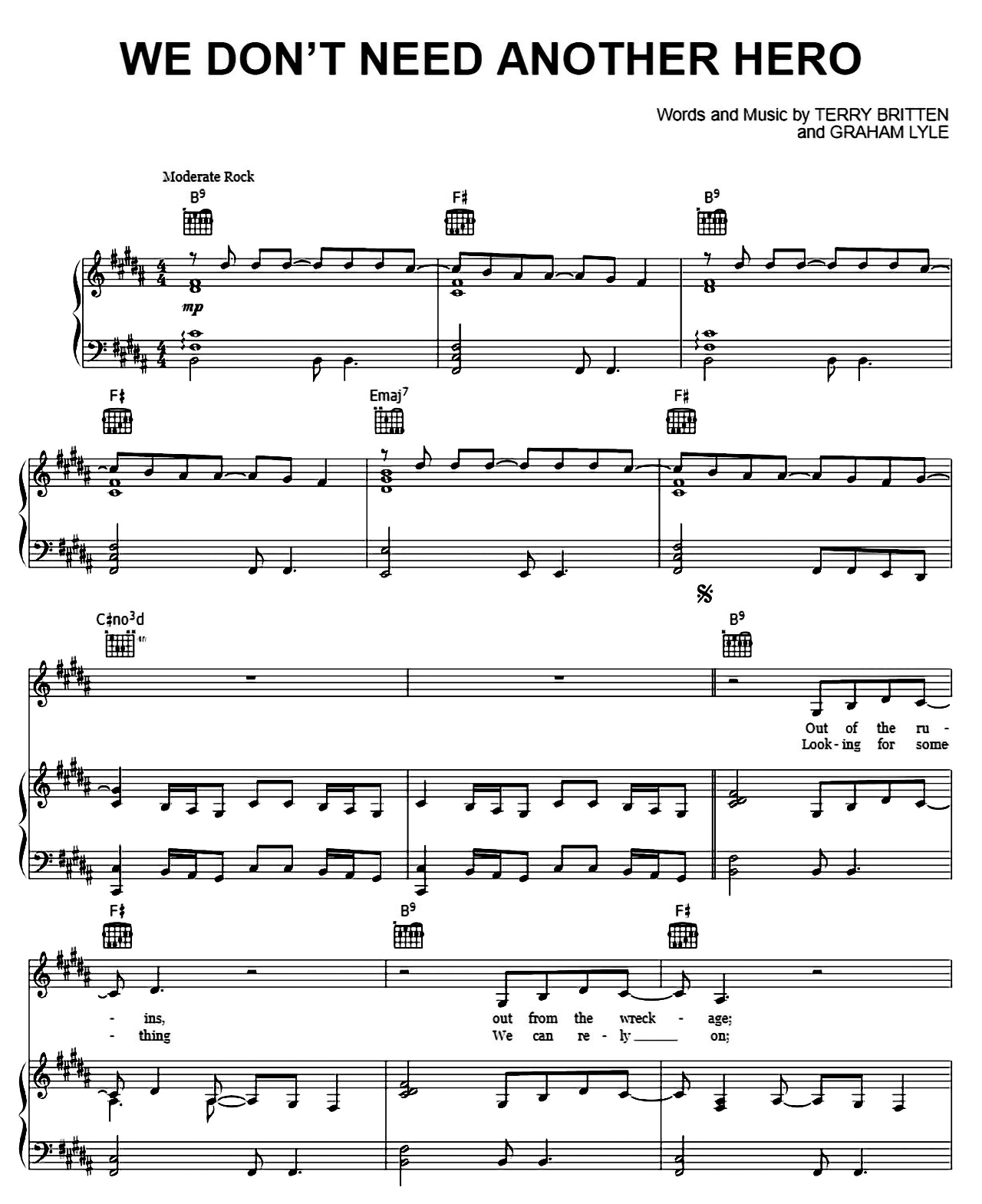 We Don't Need Another Hero sheet music