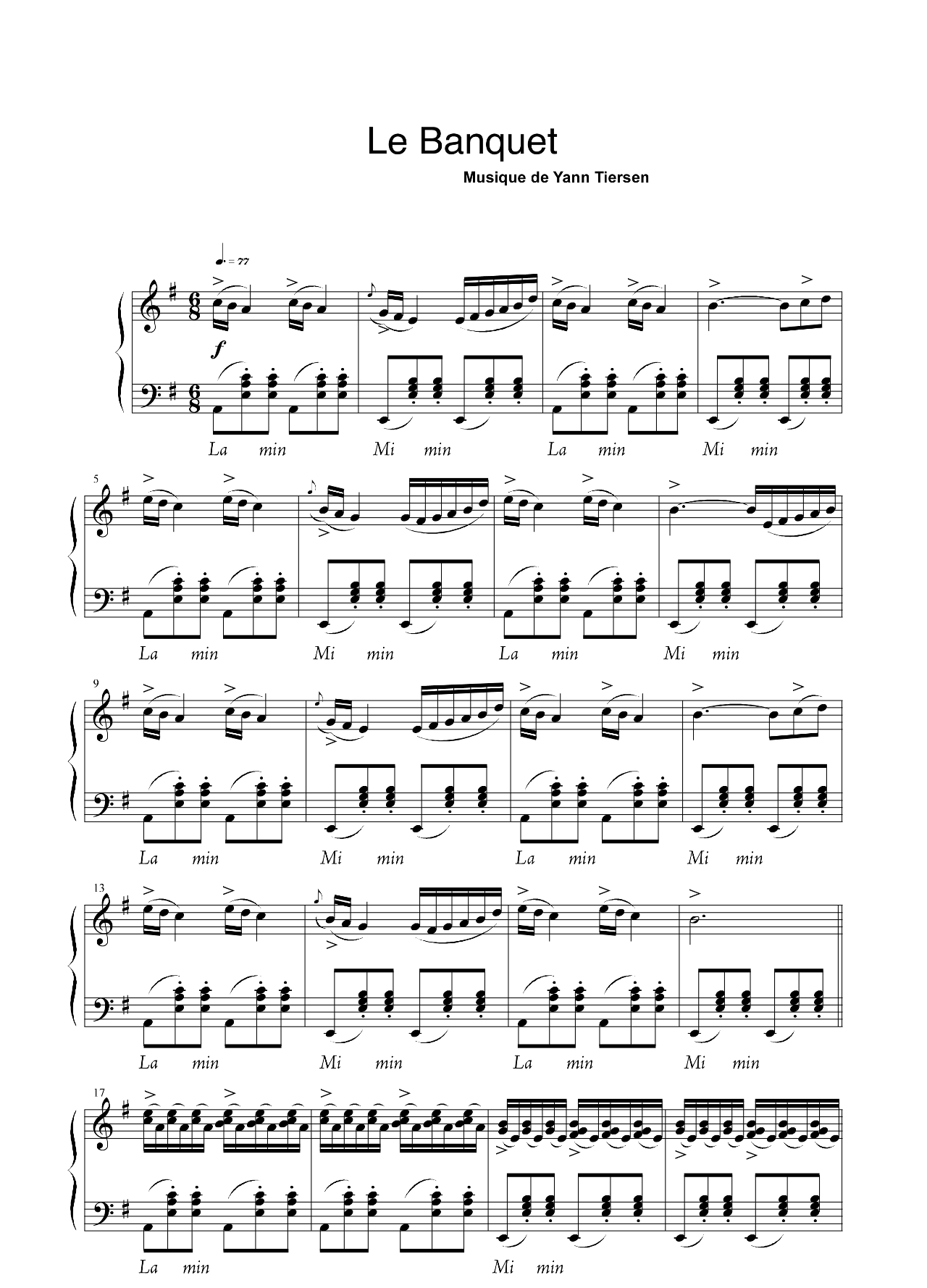 Le Banquet sheet music
