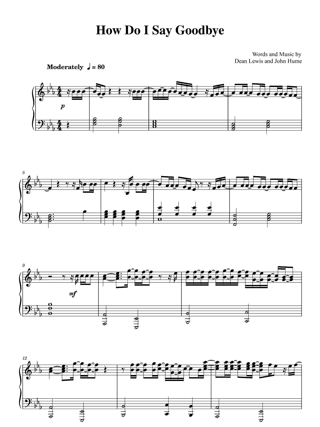 How Do I Say Goodbye sheet music