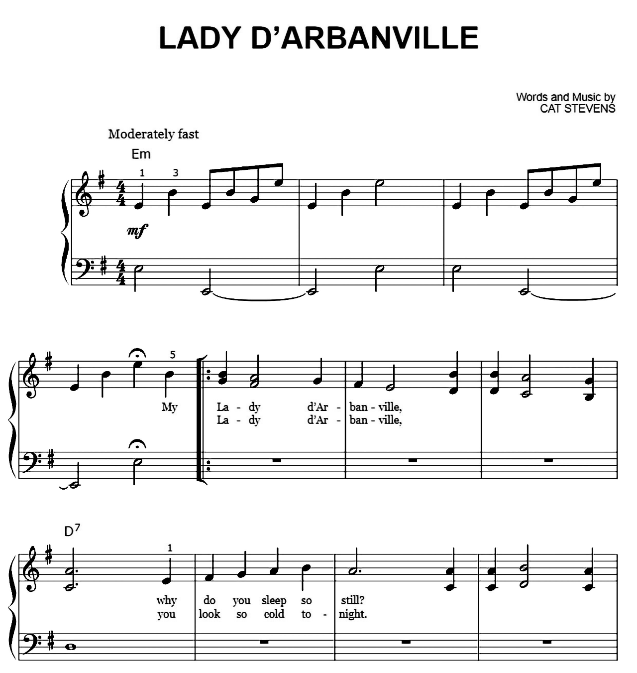 Lady D'Arbanville sheet music