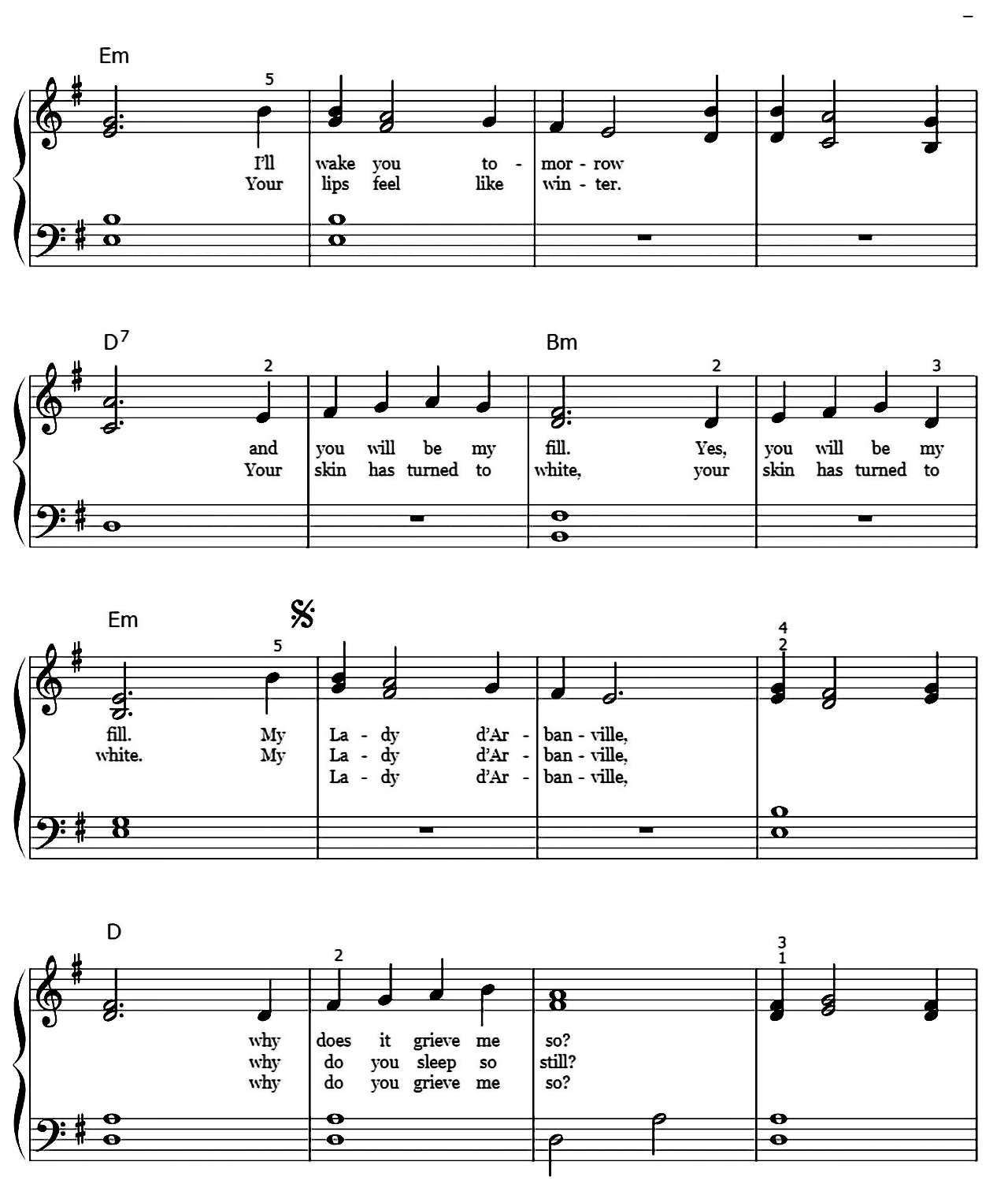 Lady D'Arbanville sheet music 2