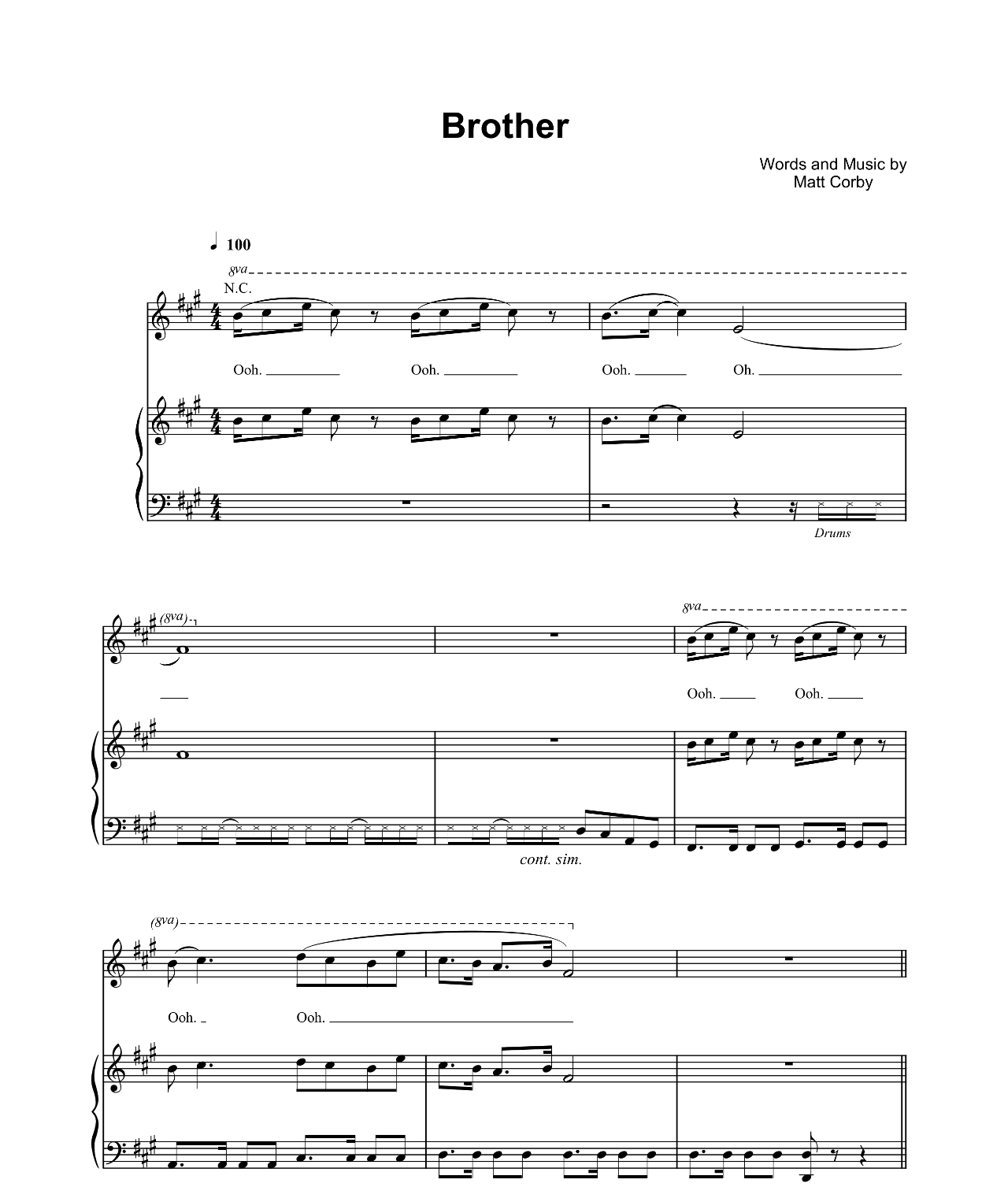 Brother sheet music