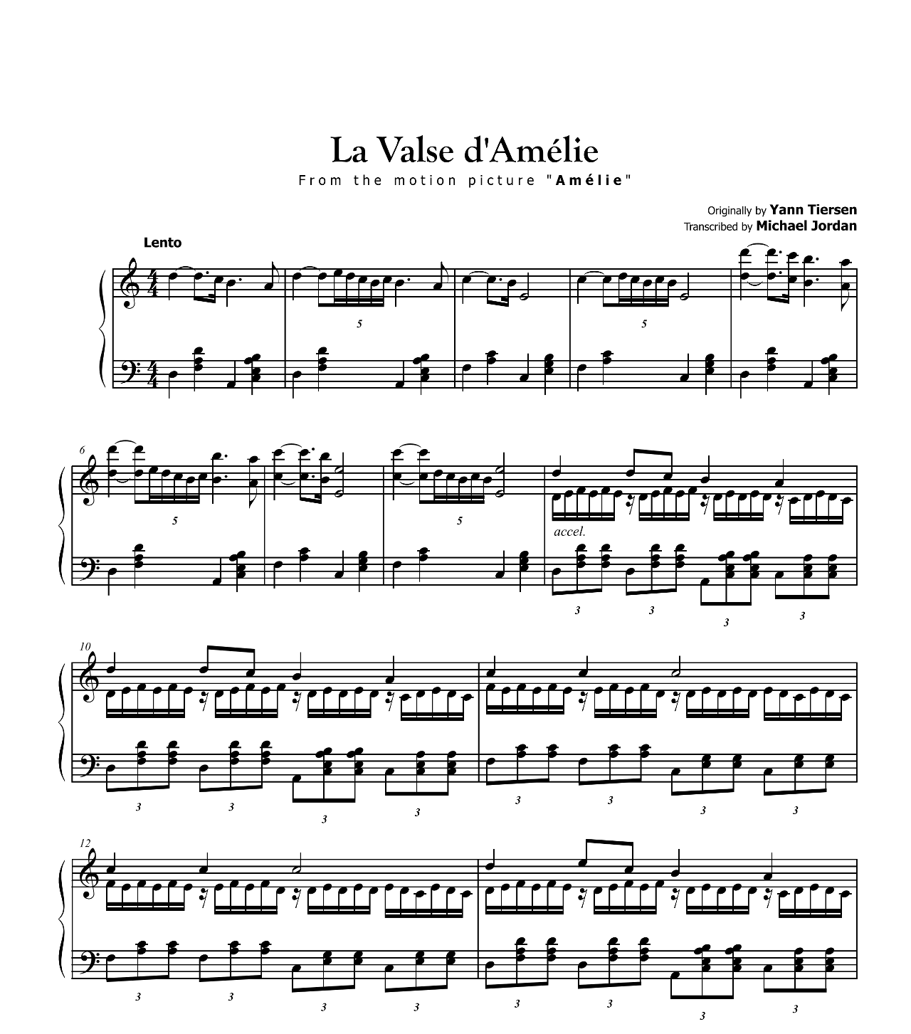 La Valse D'Amelie (from Amelie) sheet music