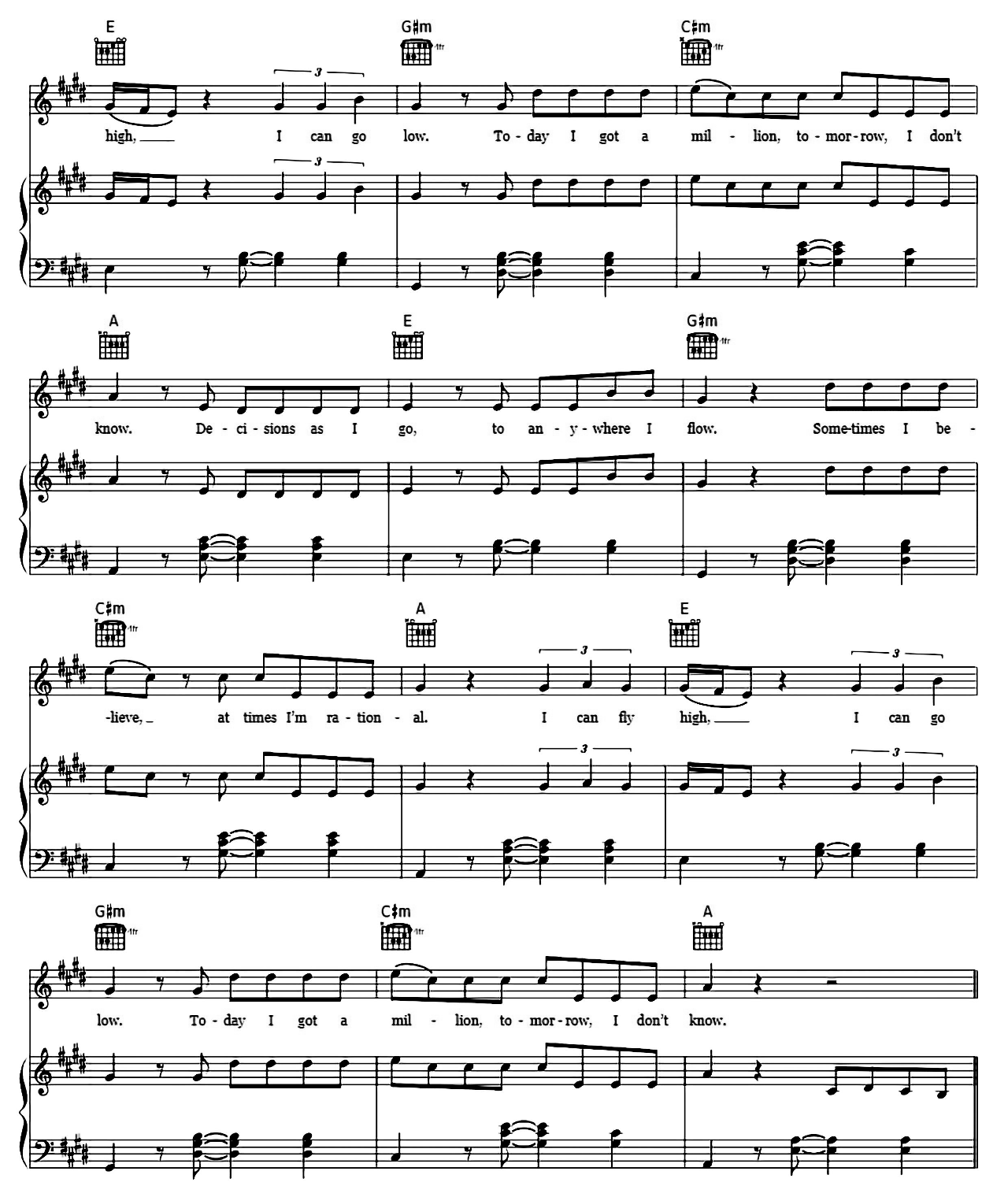 Reality sheet music 2