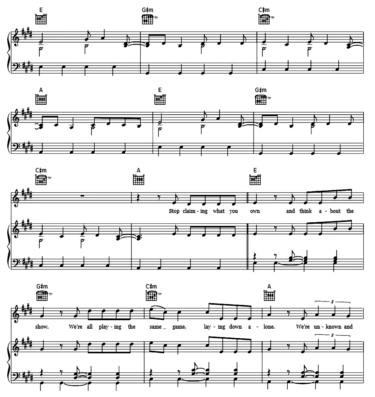 Reality sheet music 3