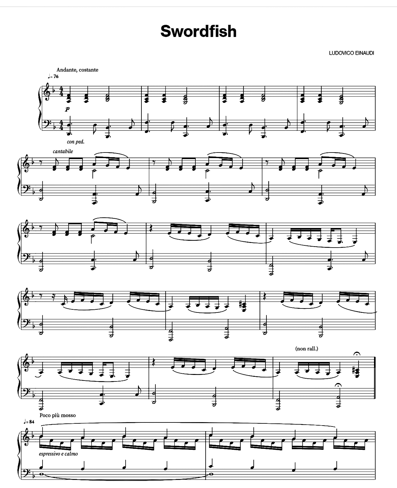 Swordfish sheet music