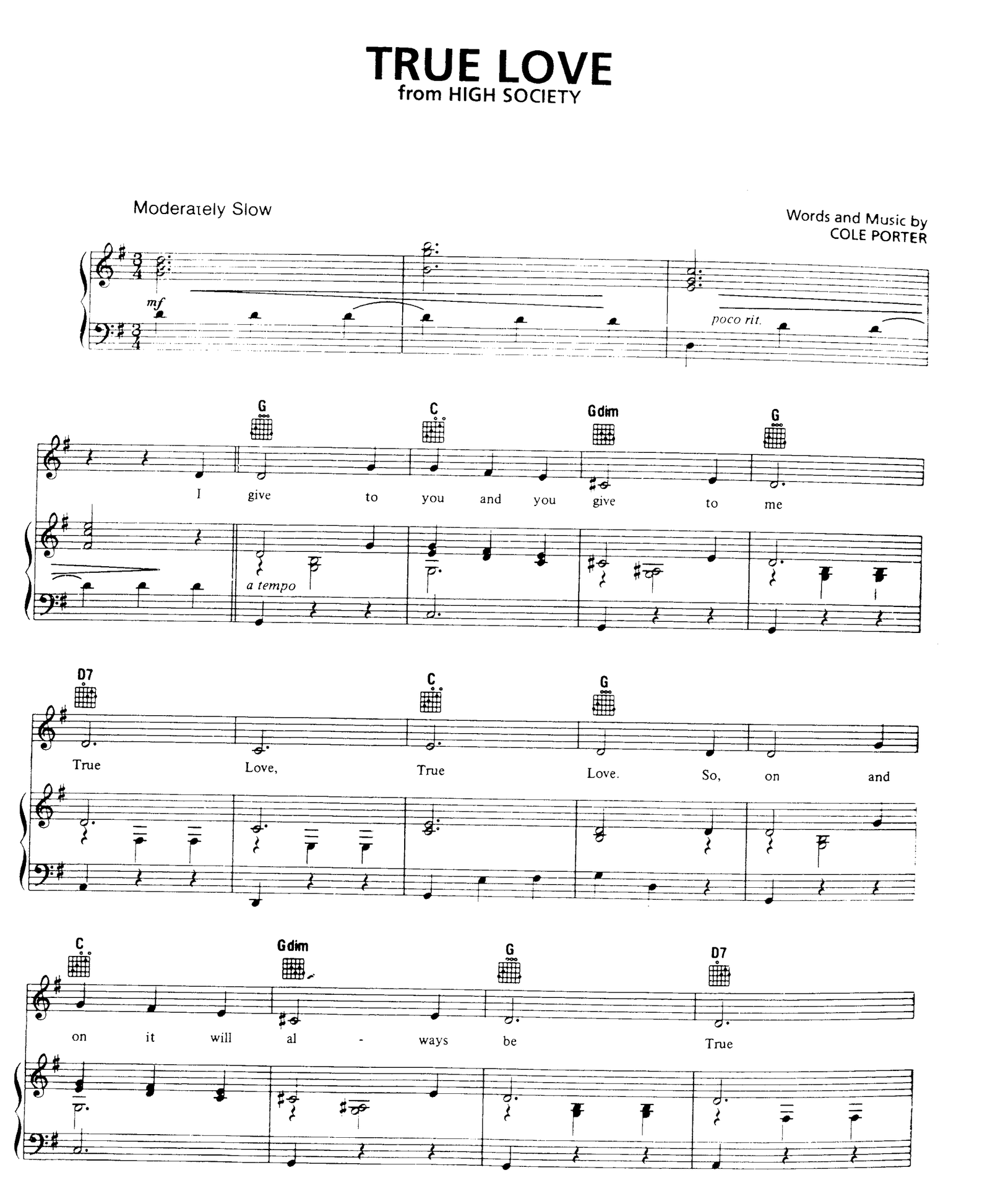 True Love sheet music