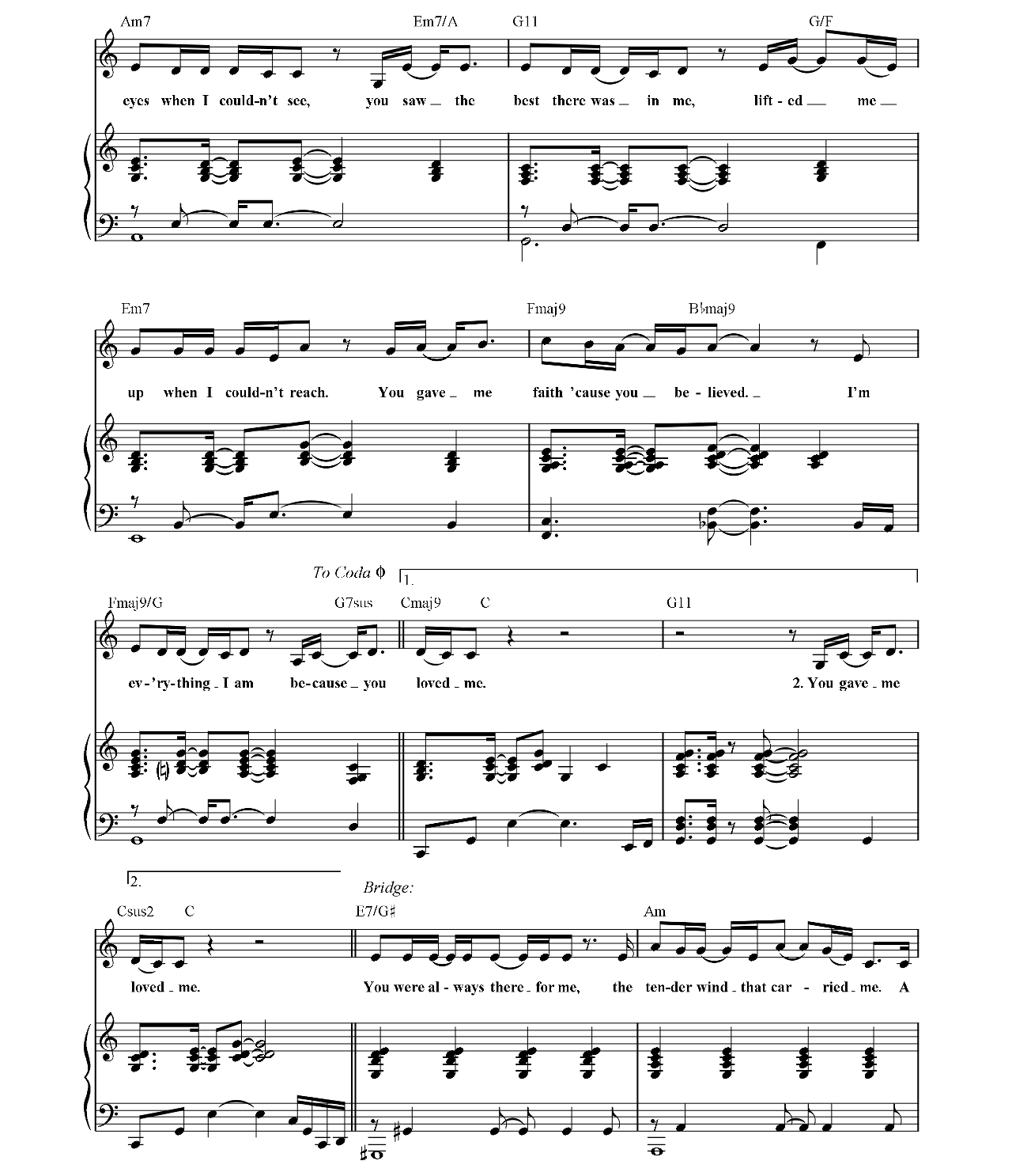Because You Loved Me sheet music 3
