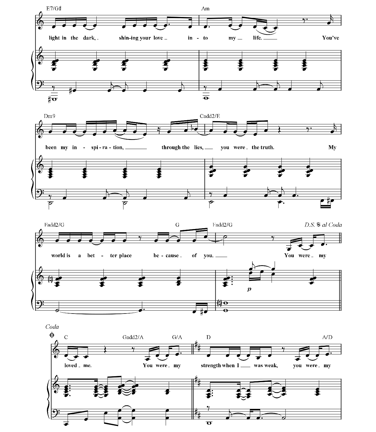 Because You Loved Me sheet music 4