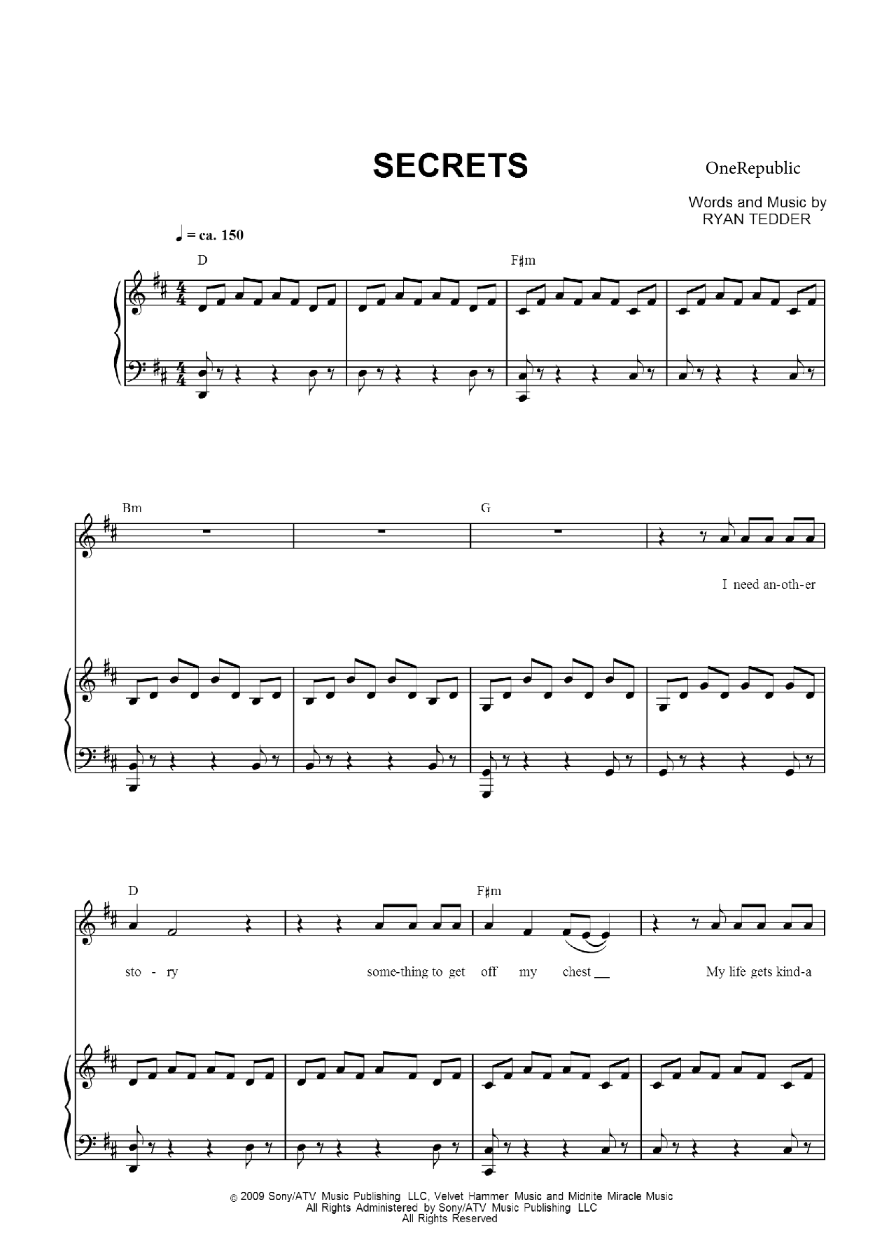 Secrets sheet music