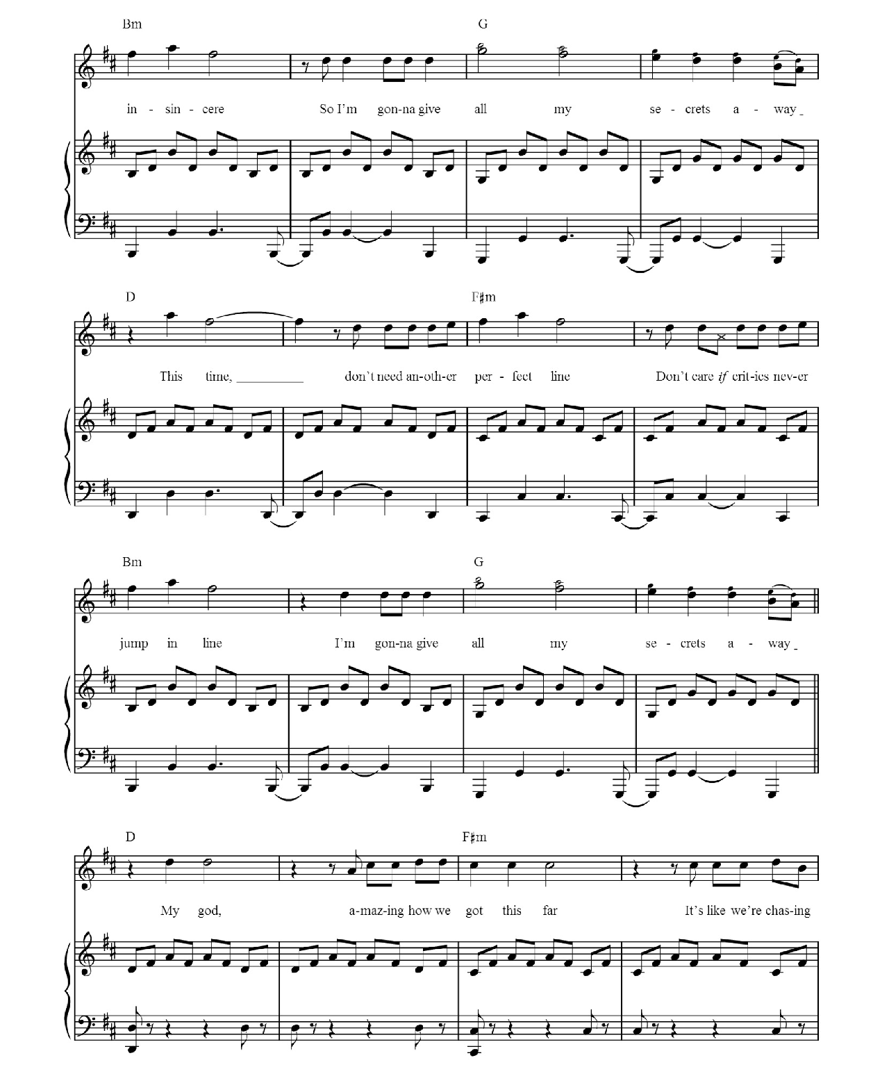 Secrets sheet music 3