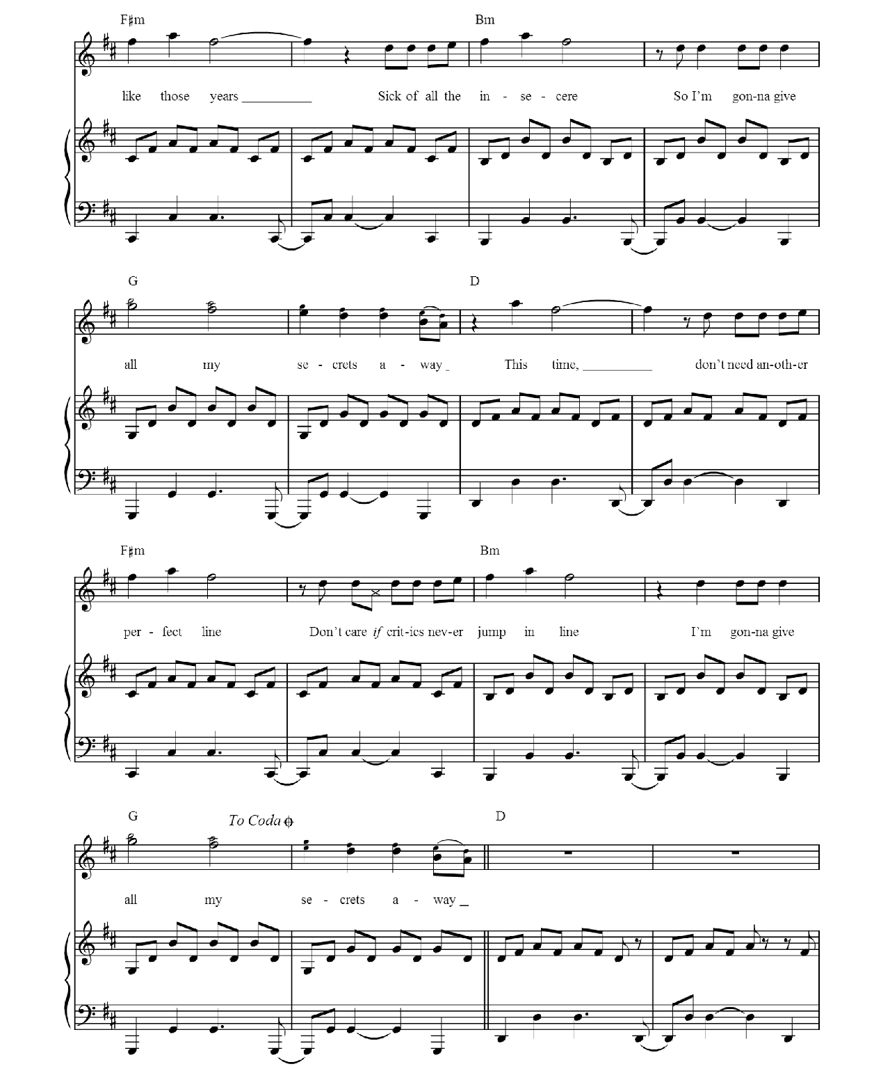 Secrets sheet music 5