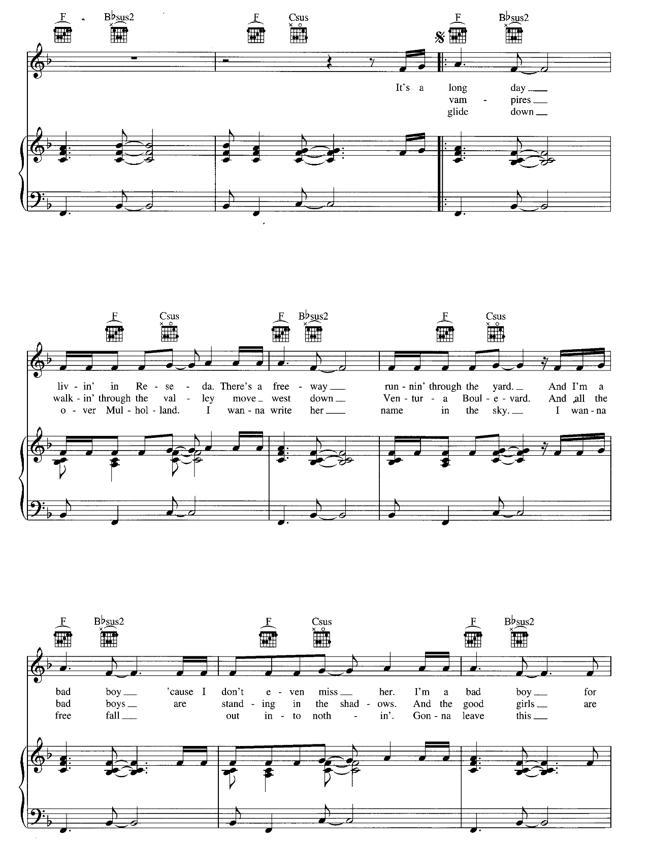 Free Fallin sheet music 2