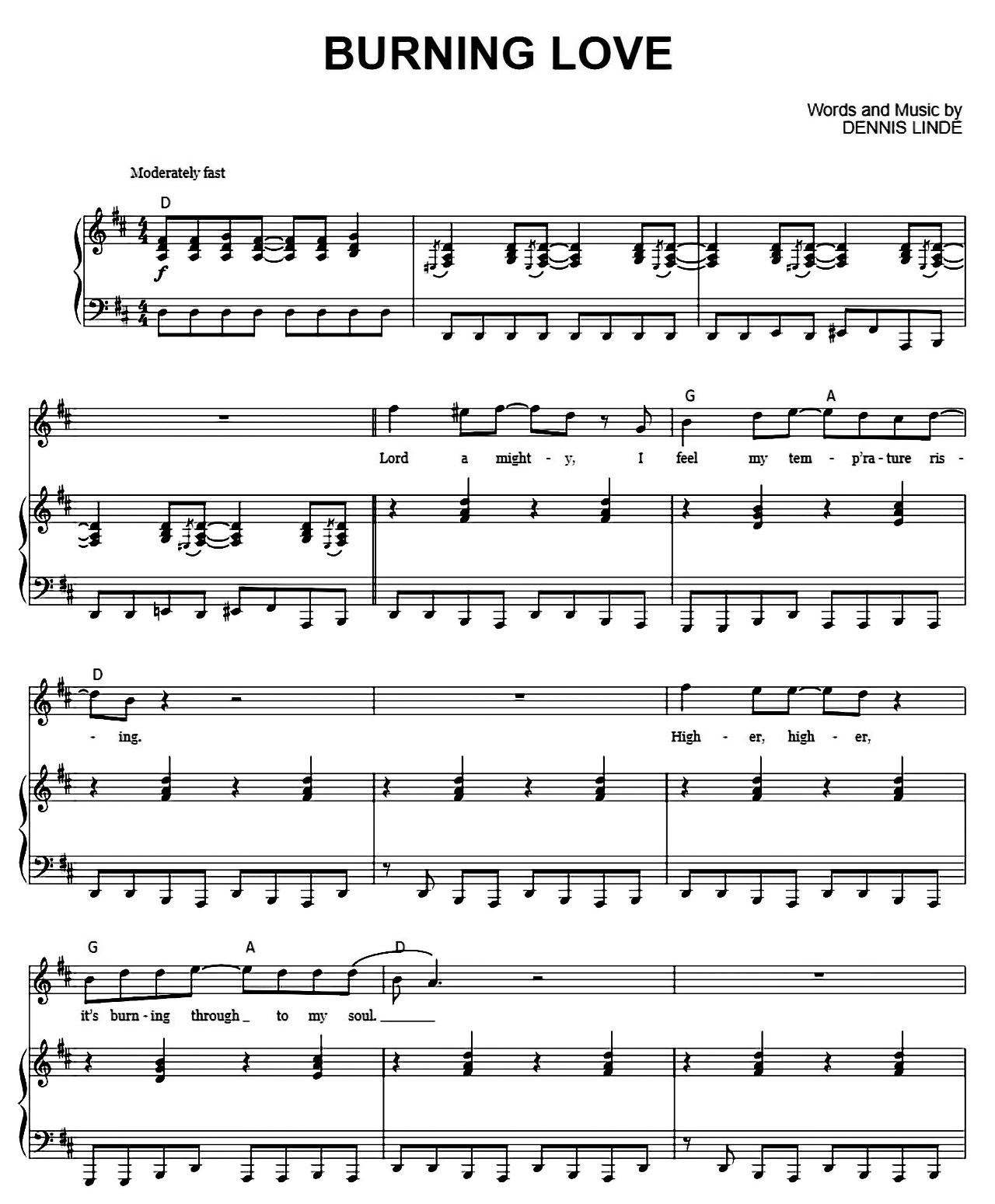 Burning Love sheet music