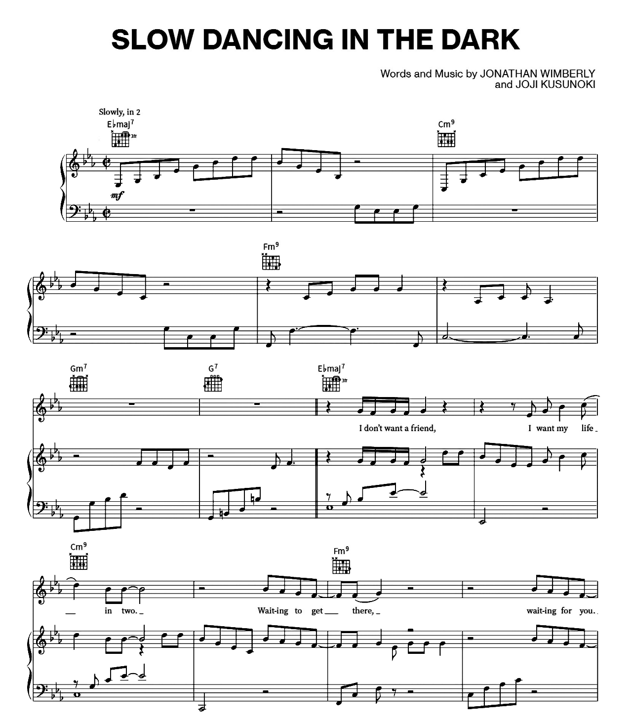 Slow Dancing In The Dark sheet music