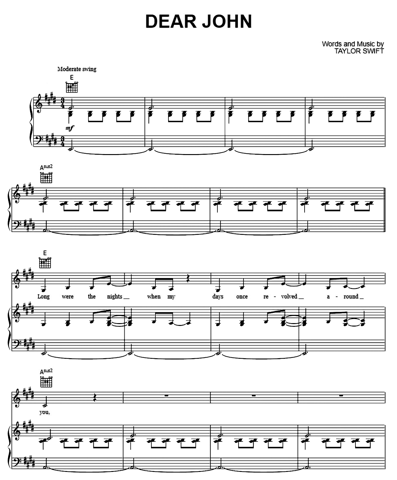 Dear John sheet music