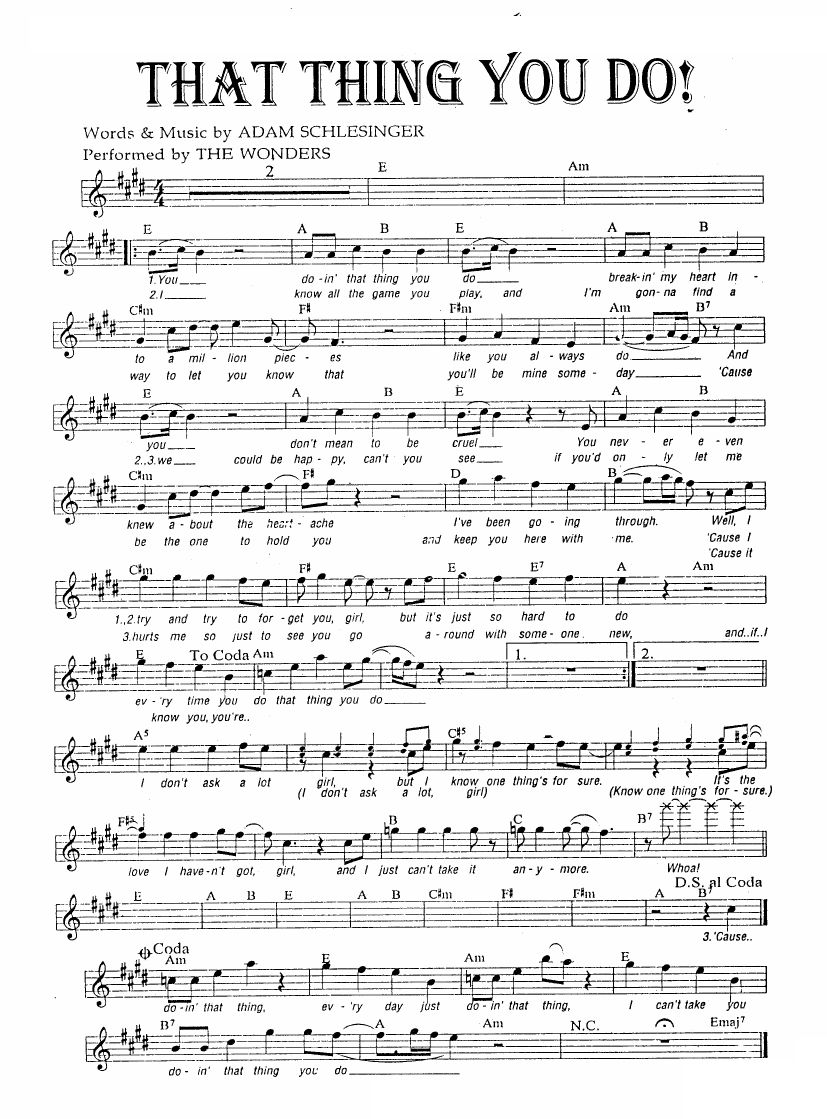 That Thing You Do sheet music