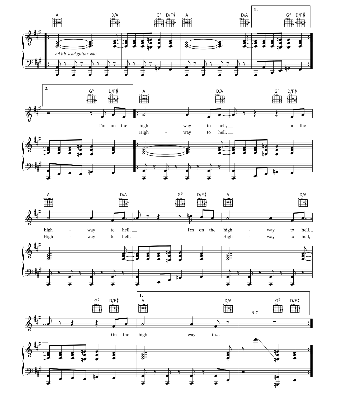 Highway To Hell sheet music 5