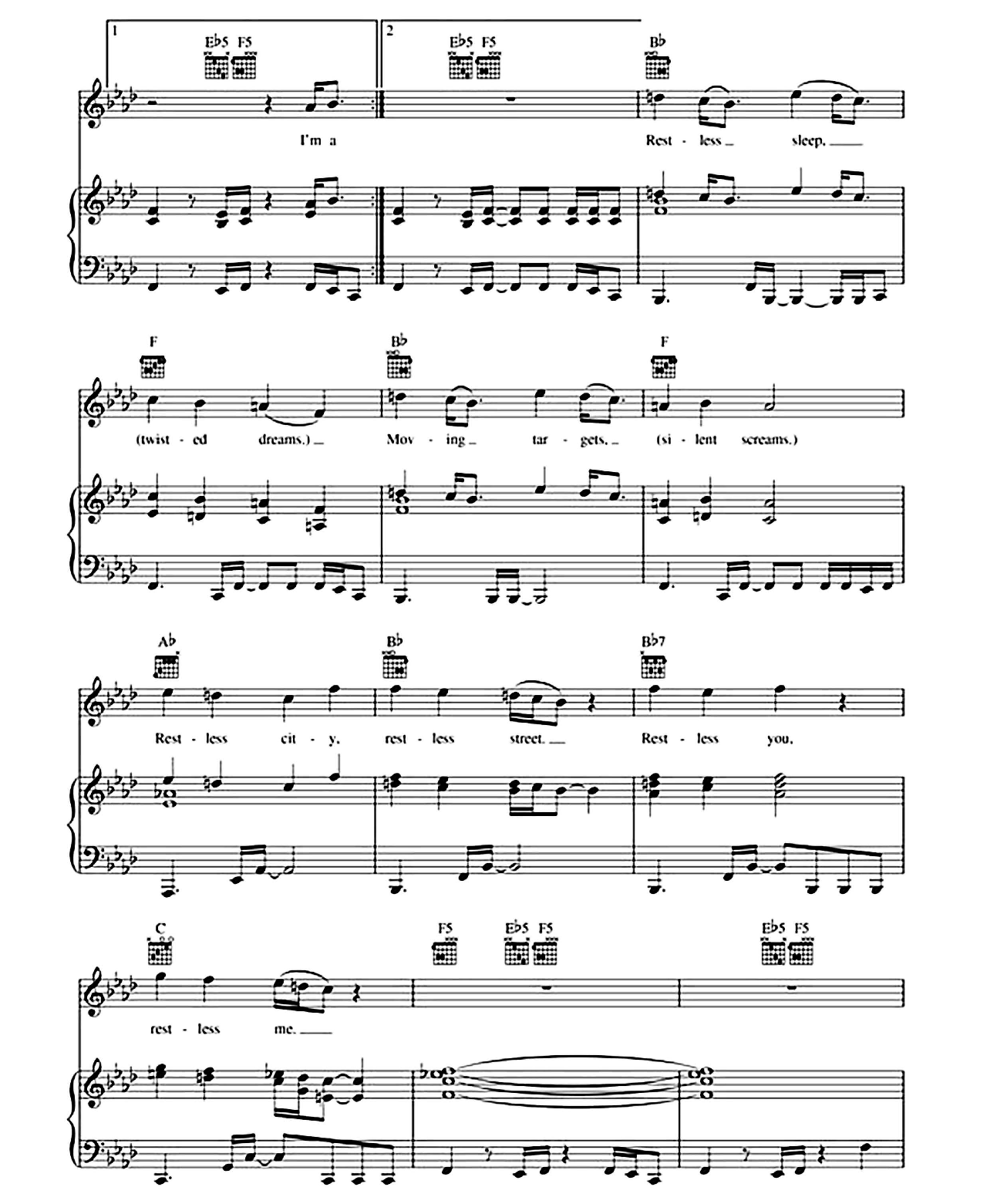 Restless sheet music 3