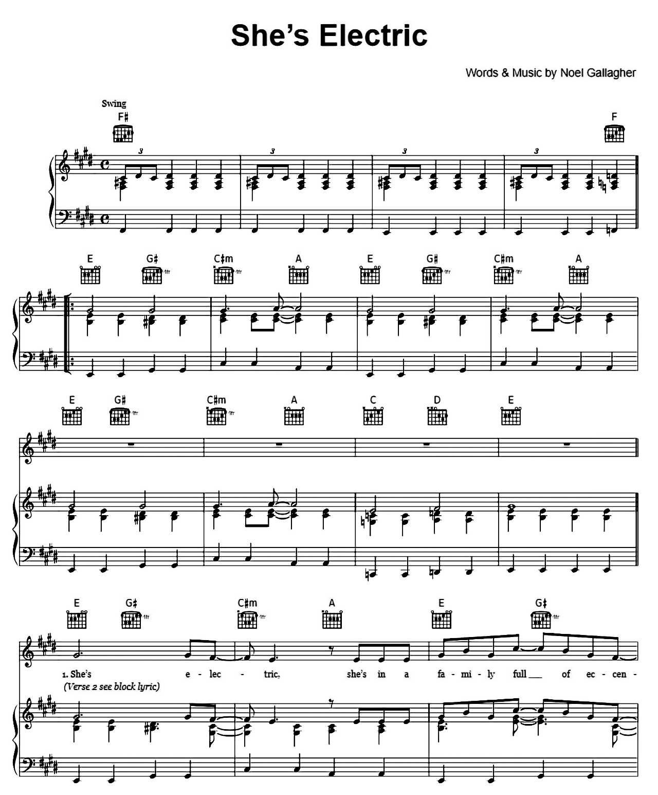 She's Electric sheet music