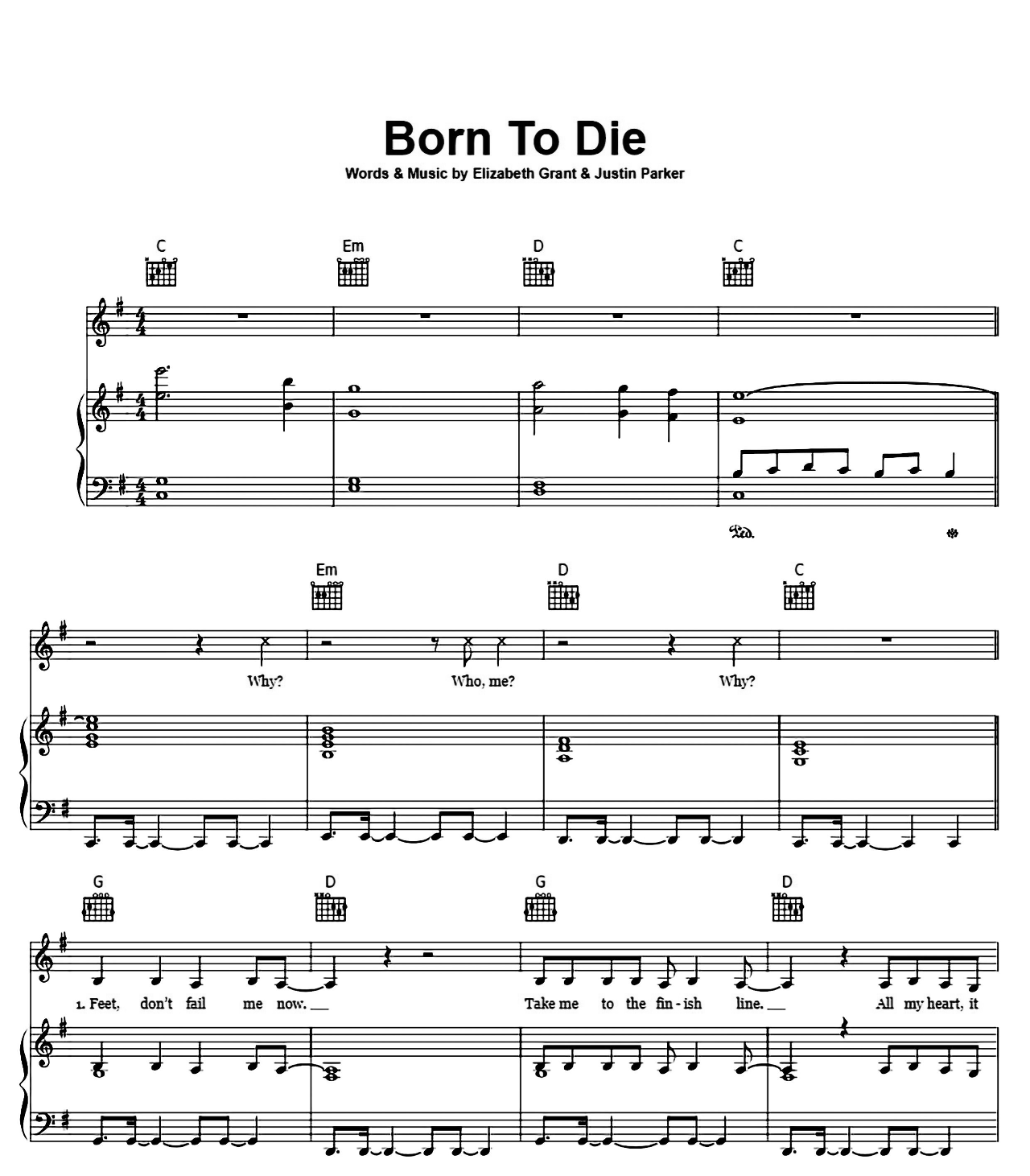 Born To Die sheet music