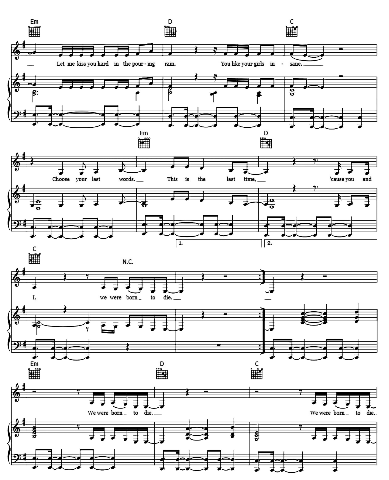 Born To Die sheet music 4