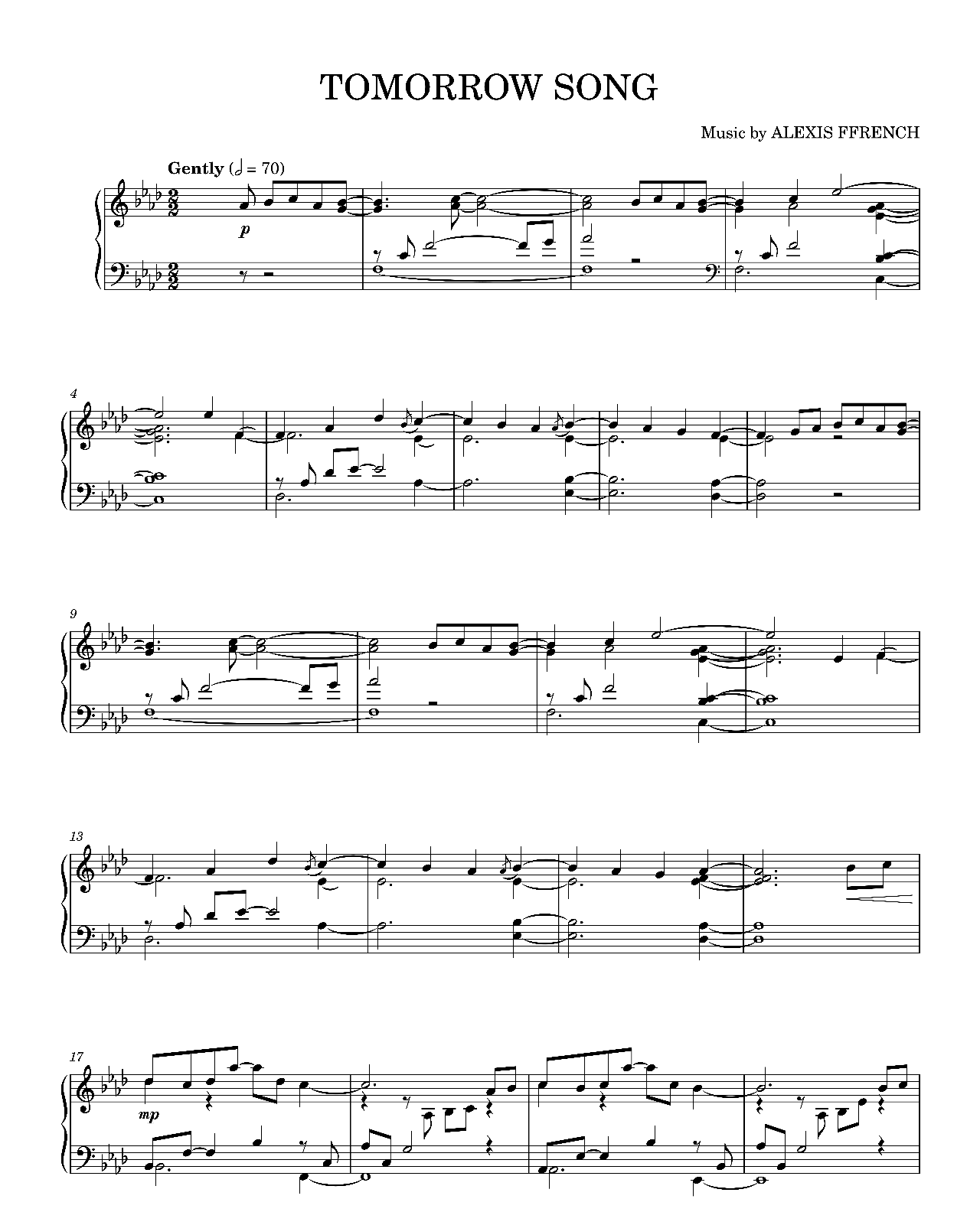 Tomorrow Song sheet music