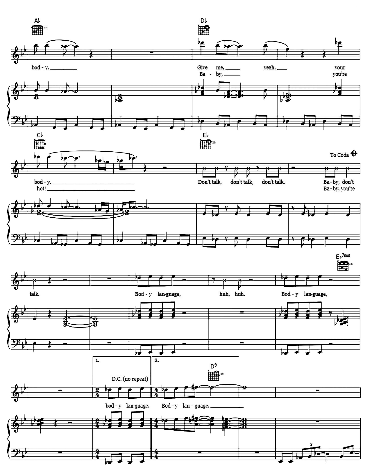 Body Language sheet music 2