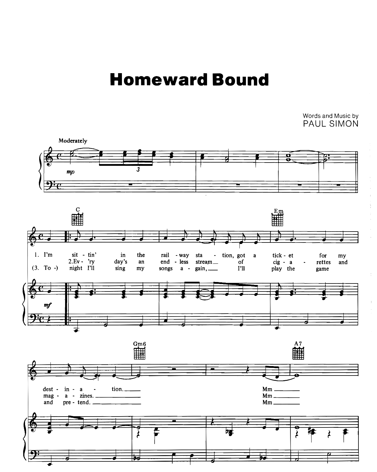 Homeward Bound sheet music