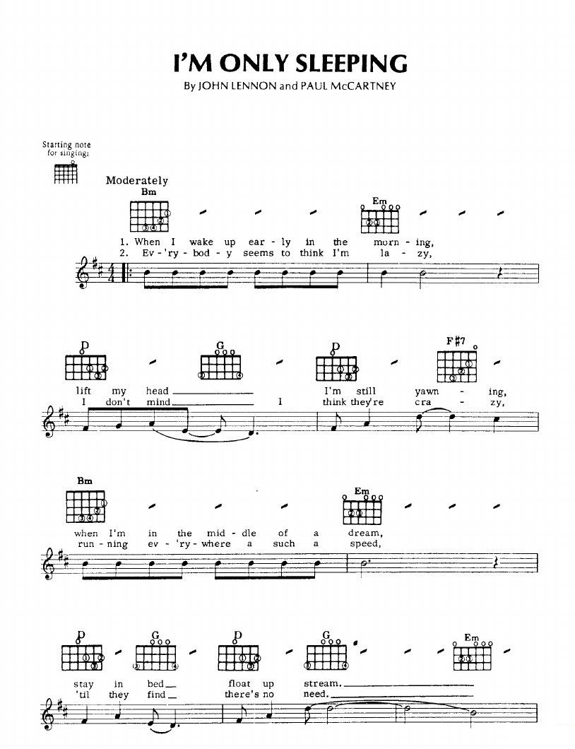 I'm Only Sleeping sheet music