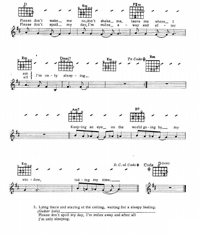 I'm Only Sleeping sheet music 2