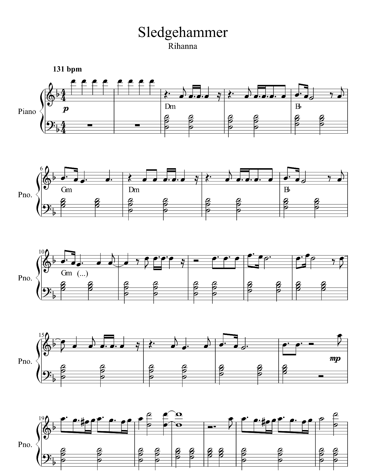 Sledgehammer sheet music