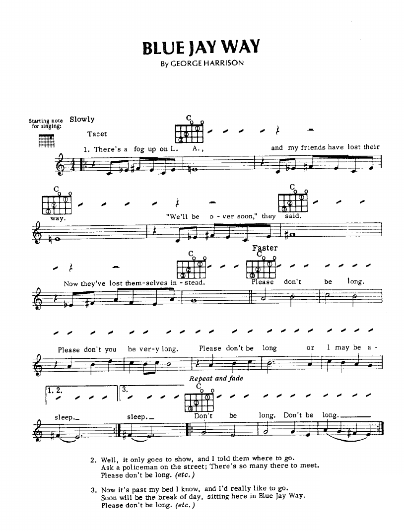 Blue Jay Way sheet music